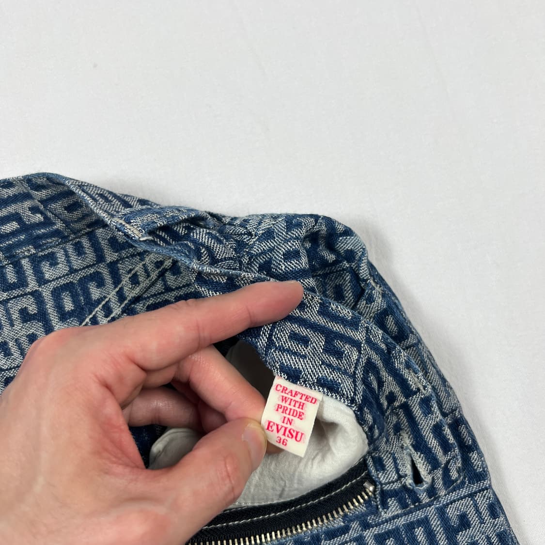 90’s 에비수 evisu 자카드 패턴 데님 스커트 치마 상품이미지10