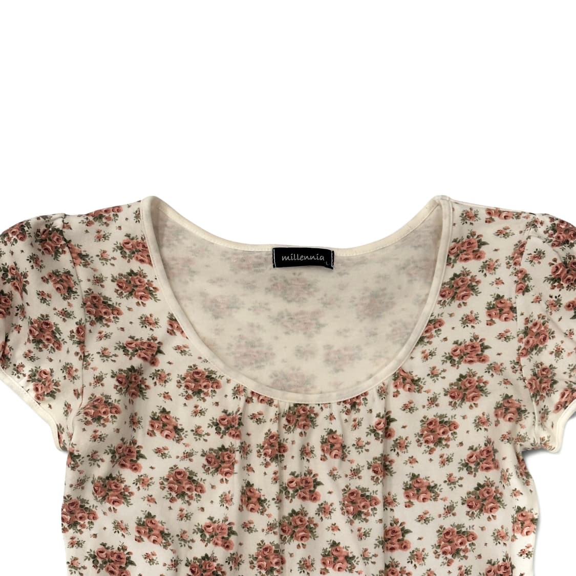 Puff Cap Flower Ribbon T-Shirt 상품이미지3