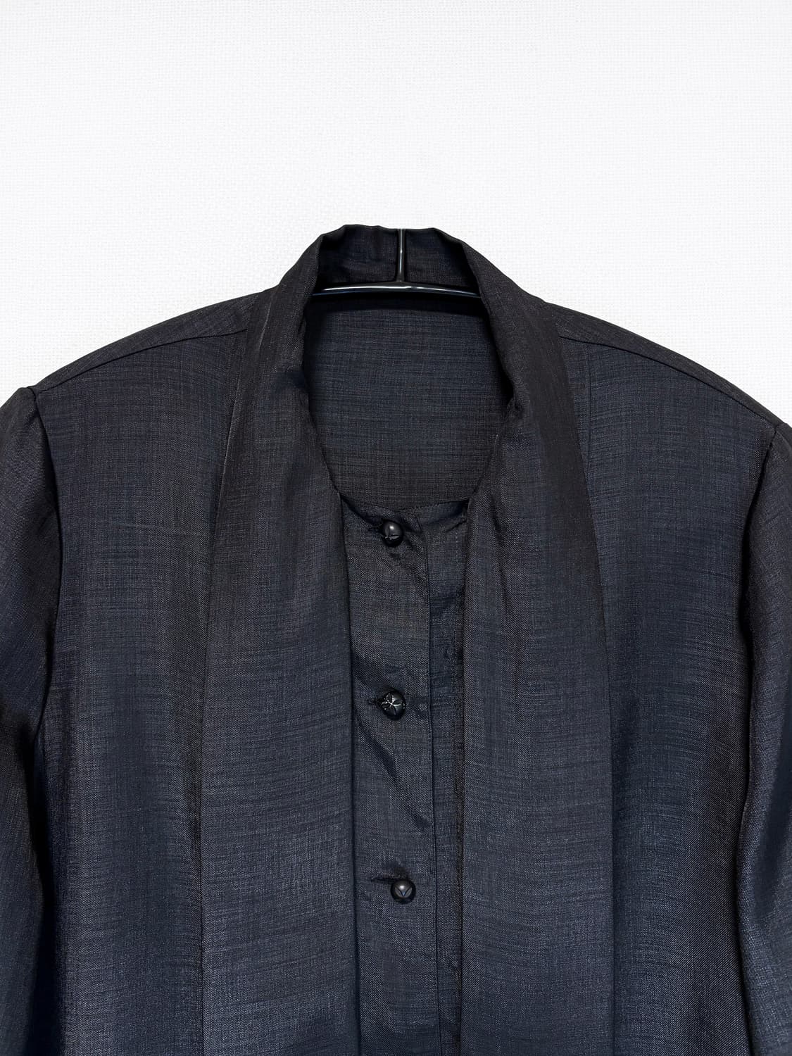 Scarf Detail Satin Blouse - Black 상품이미지5