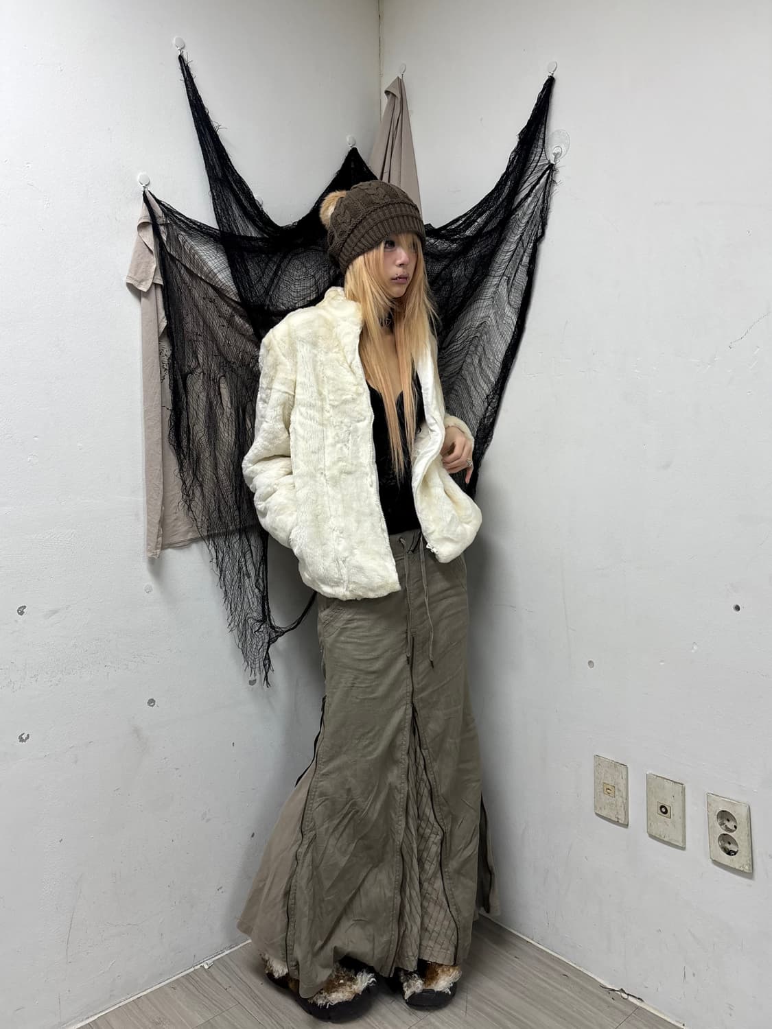 Y2K White&Ivory fleece Zip Up 상품이미지2