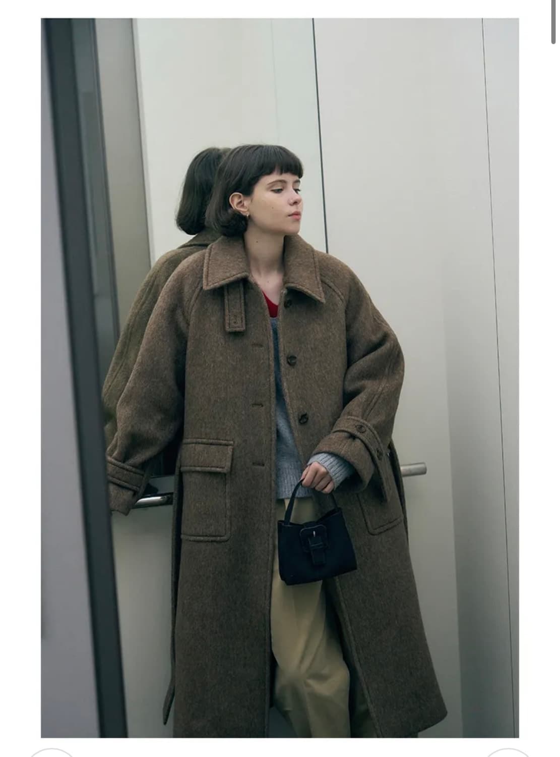 (S) 드로우핏 우먼 래빗 앙고라 울 발마칸 롱 코트 [M.BROWN] 상품이미지7