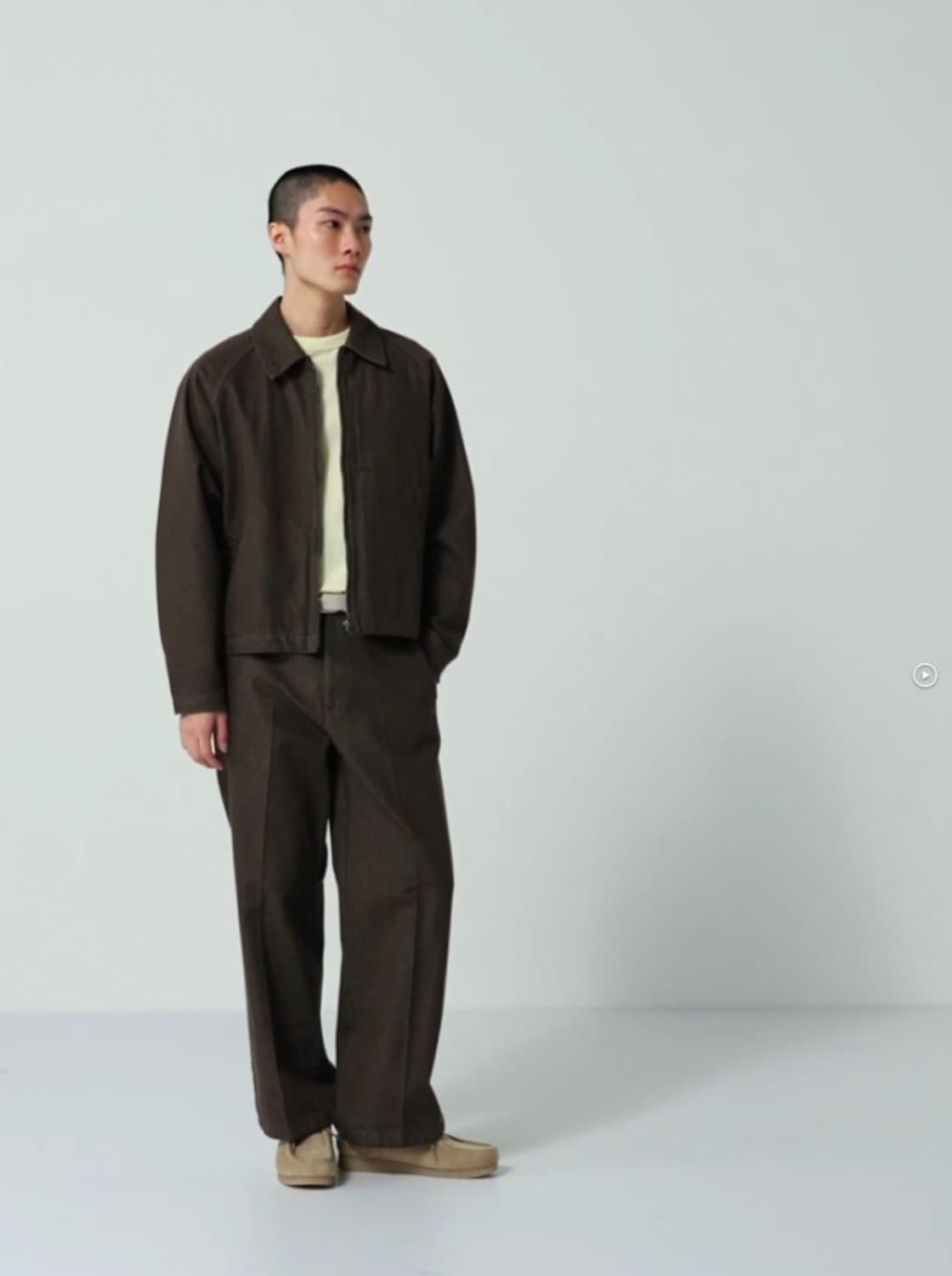 GU 트윌 와이드 스트레이트 팬츠 (브라운 s사이즈) 상품이미지2