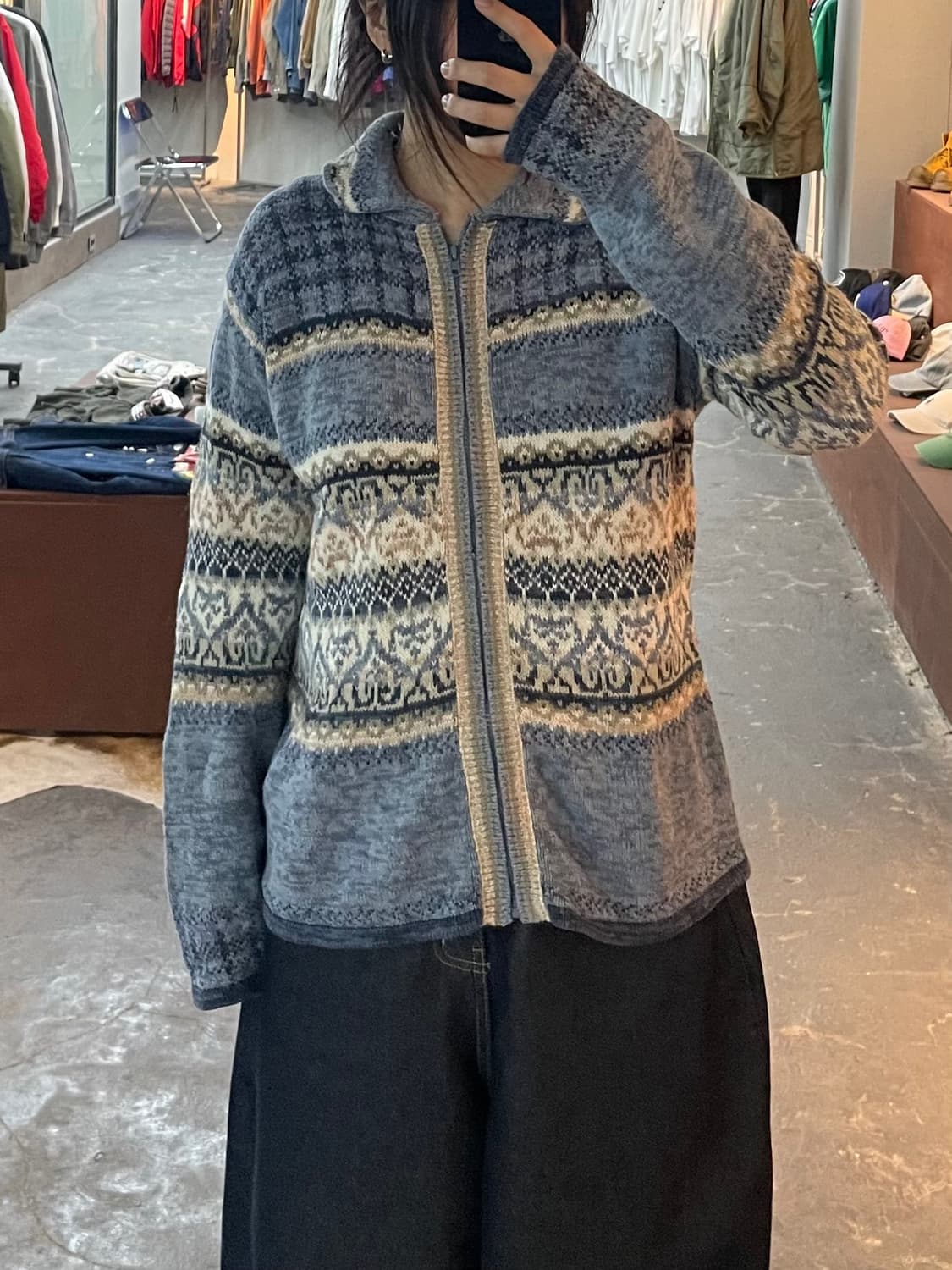 빈티지 노르딕 패턴 가디건 집업 H2149 상품이미지1