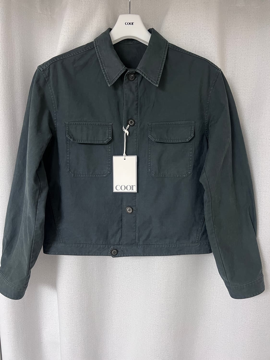 쿠어 워시드 사이클리스트 셔츠 자켓 (워시드차콜)   M > L 교환가능 상품이미지1