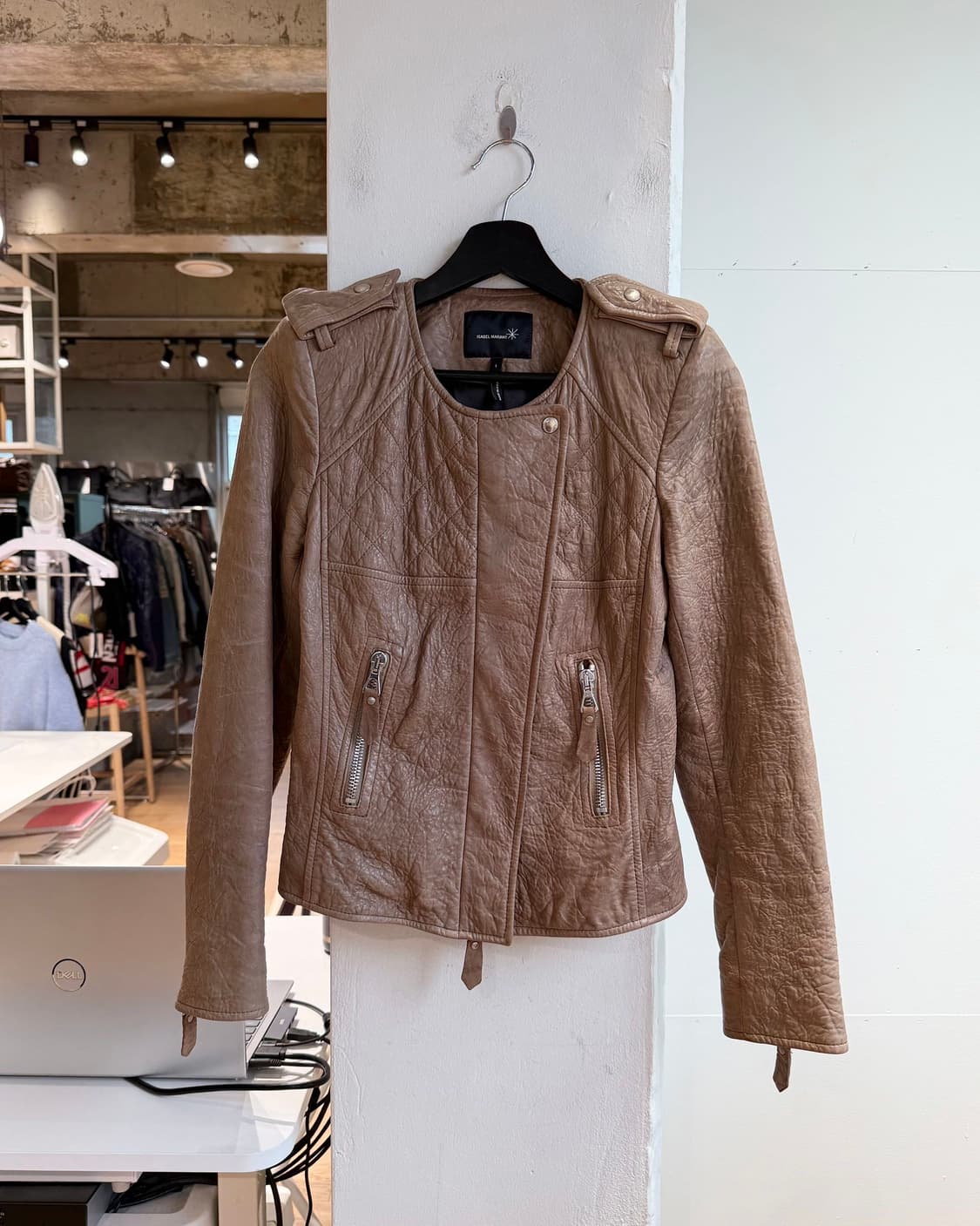 이자벨마랑 브라운 램스킨 레더 자켓  상품이미지2