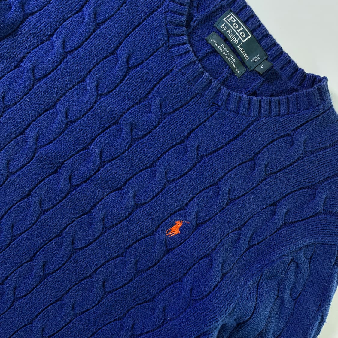 Polo  폴로 랄프로렌 자수 코튼 블루 꽈배기 니트  상품이미지3
