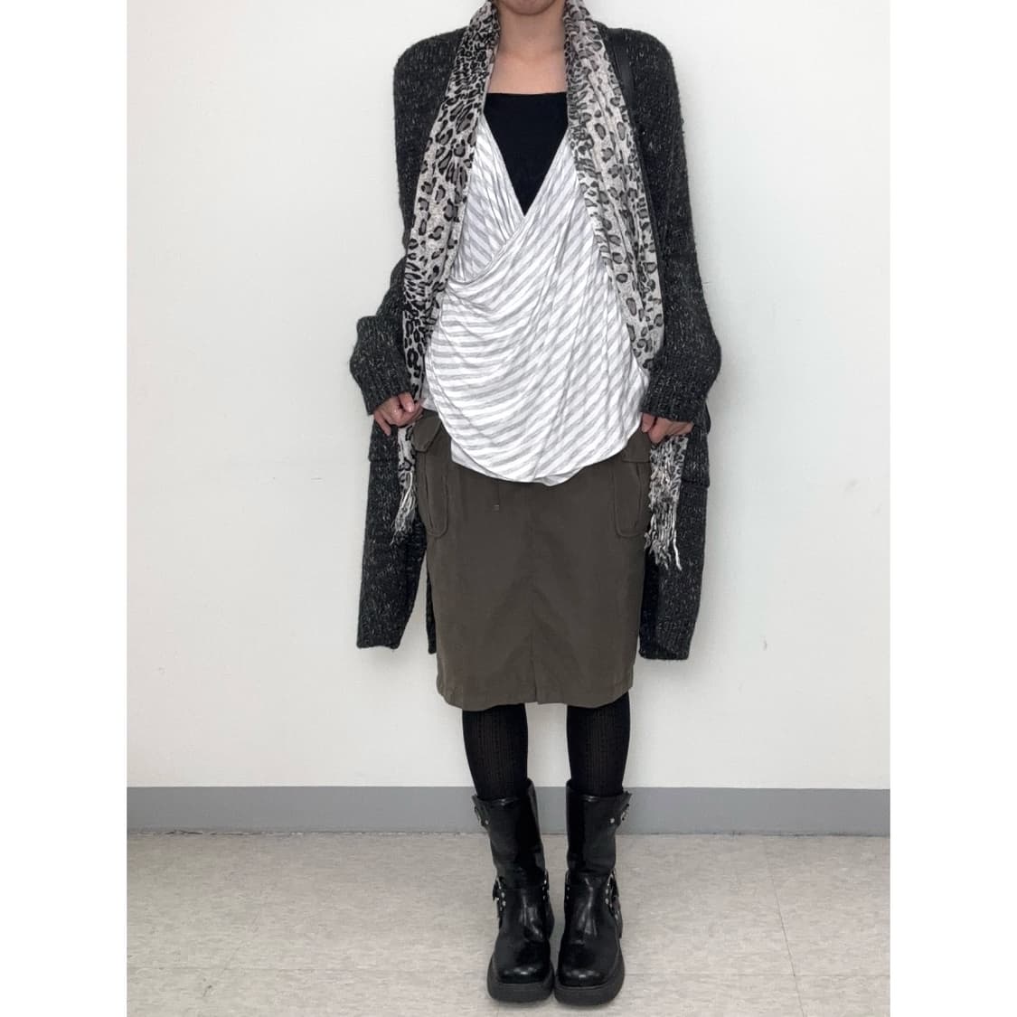 빈티지 카키 카고 스커트 상품이미지1