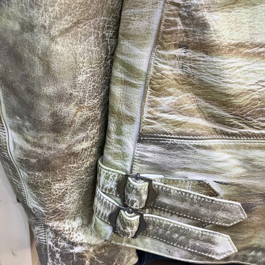 진호진스 트레쉬드 레더 라이더 자켓 S 상품이미지5