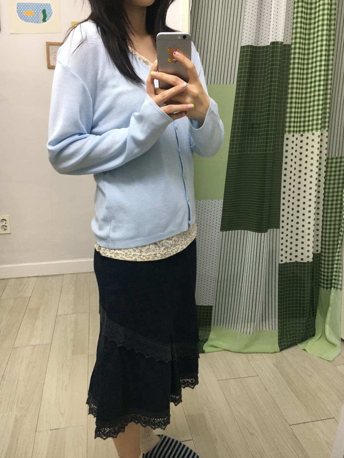 스카이블루 버튼 가디건 상품이미지5