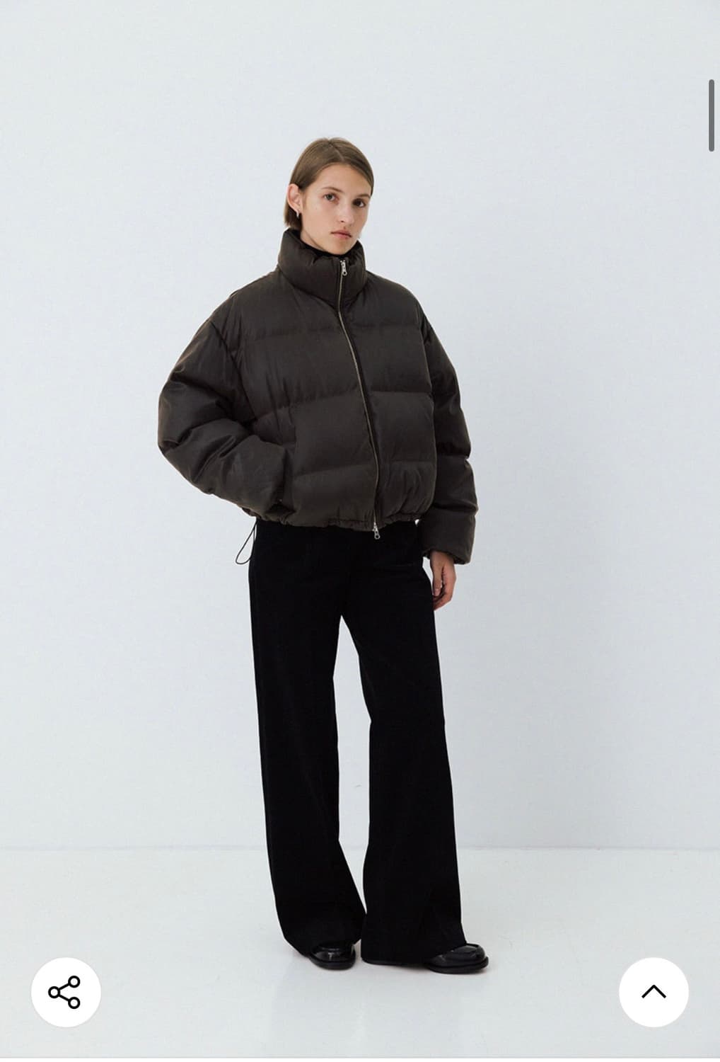 LE 르 브라운 크랙 페이크 레더 하이넥 다운 패딩 점퍼 F 상품이미지3