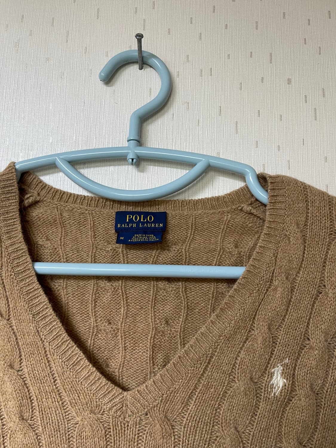 폴로 랄프로렌 정품 여성용 V넥 메리노울 캐시미어 케이블 니트 상품이미지3