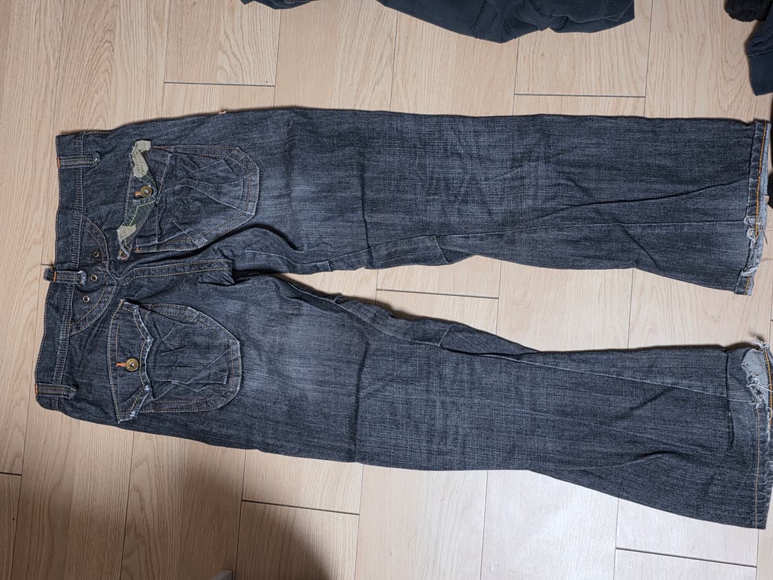 에드윈 카고 흑청 와이드 부츠컷 청바지 상품이미지1