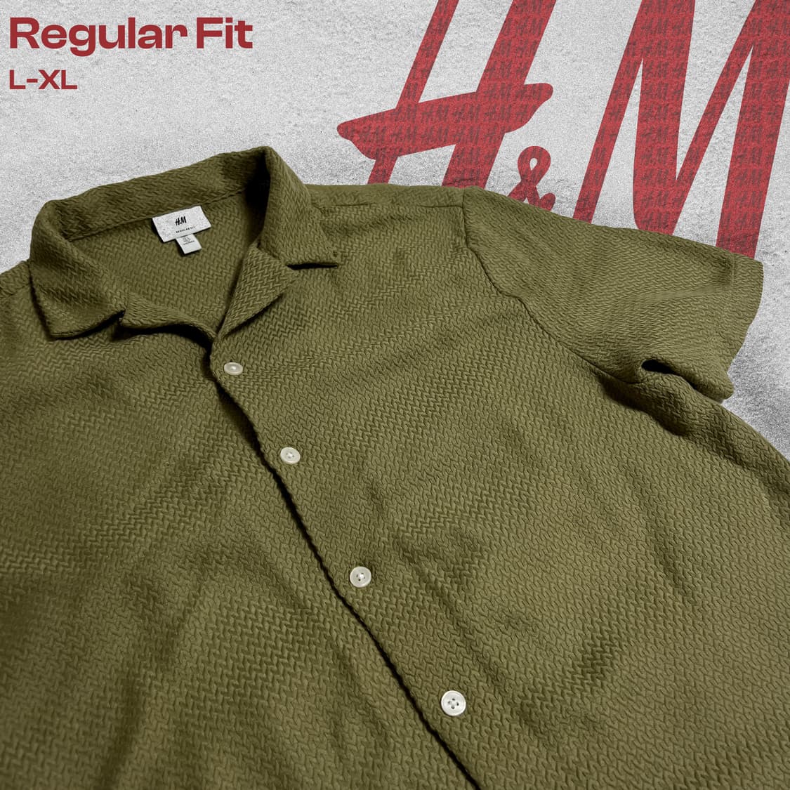 H&M 올리브그린 반팔니트셔츠 L-XL 상품이미지5