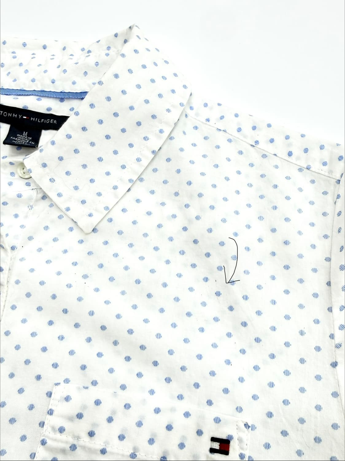 빈티지 타미 힐피거 블루 도트 반팔 라인 셔츠 상품이미지5