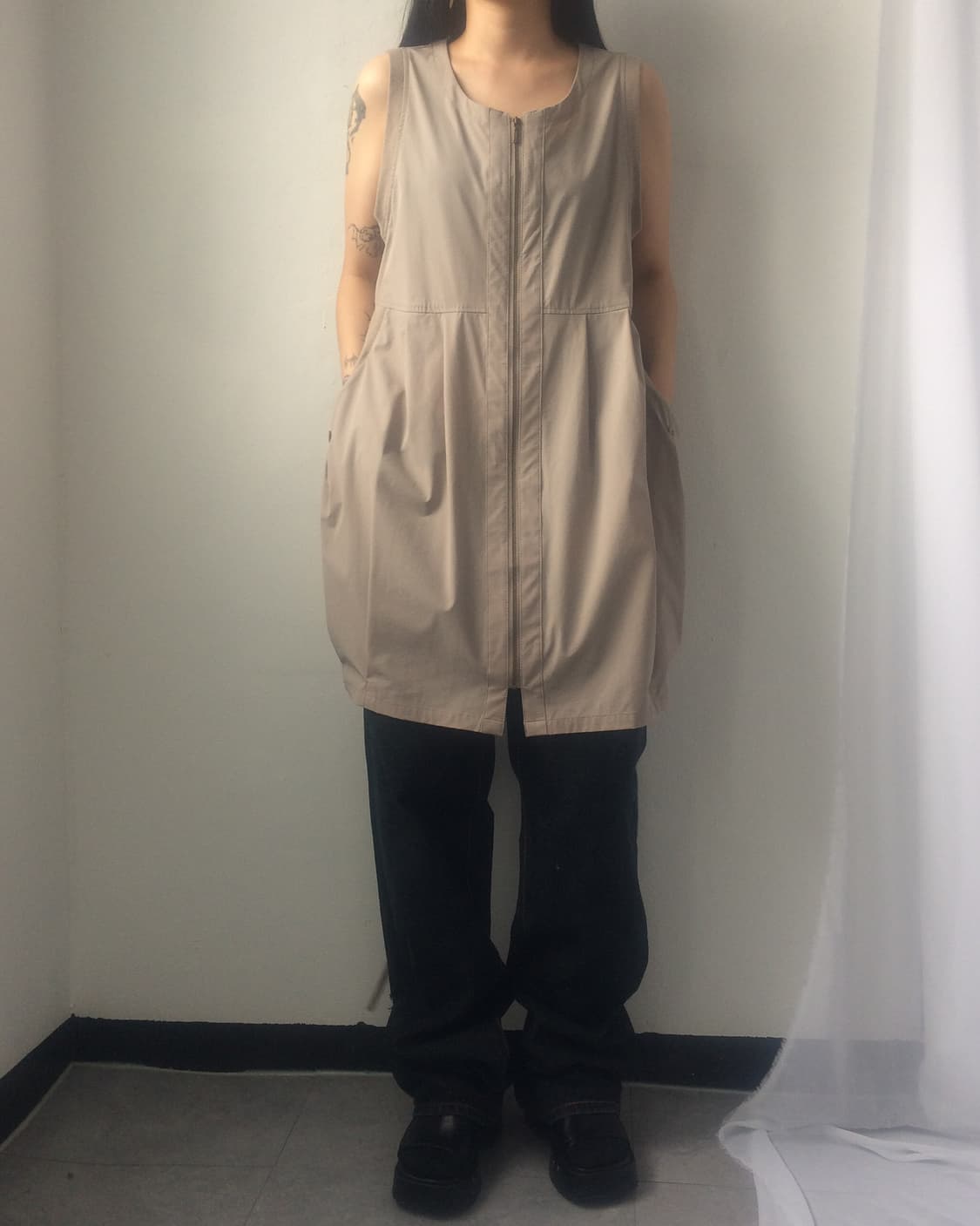 Balloon fit sleeveless zip up onepiece 상품이미지6
