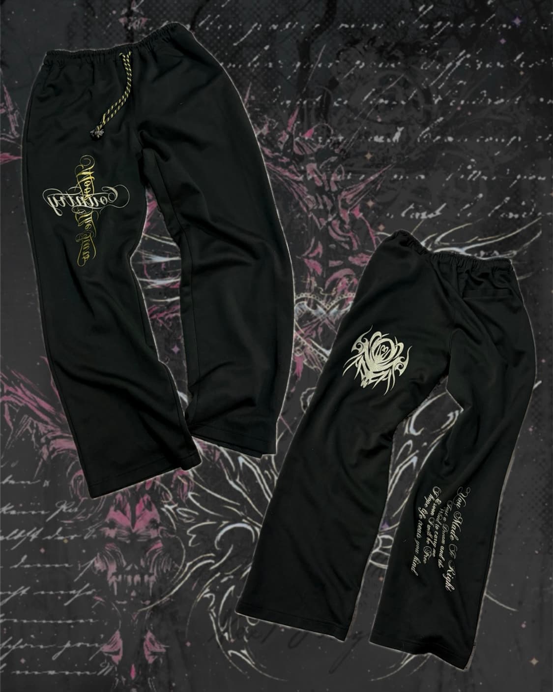 Y2K cross lettering Glitter pants 상품이미지1