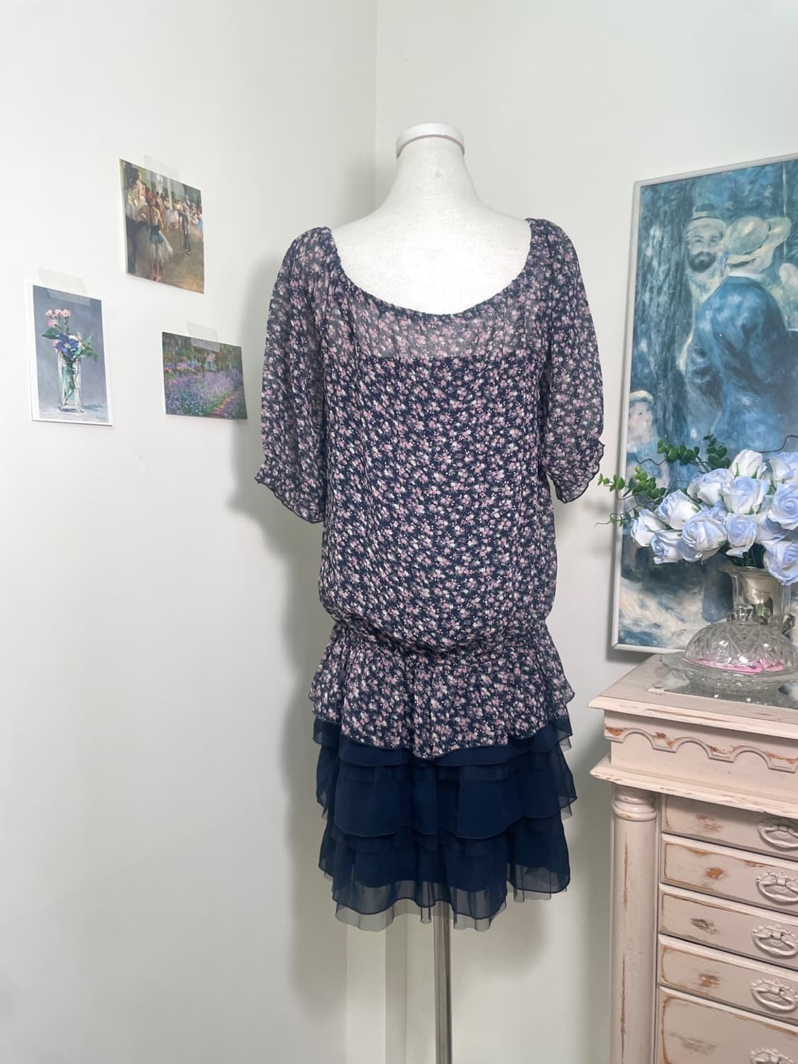 navy flower ruffle fairy 2pcs set 상품이미지3