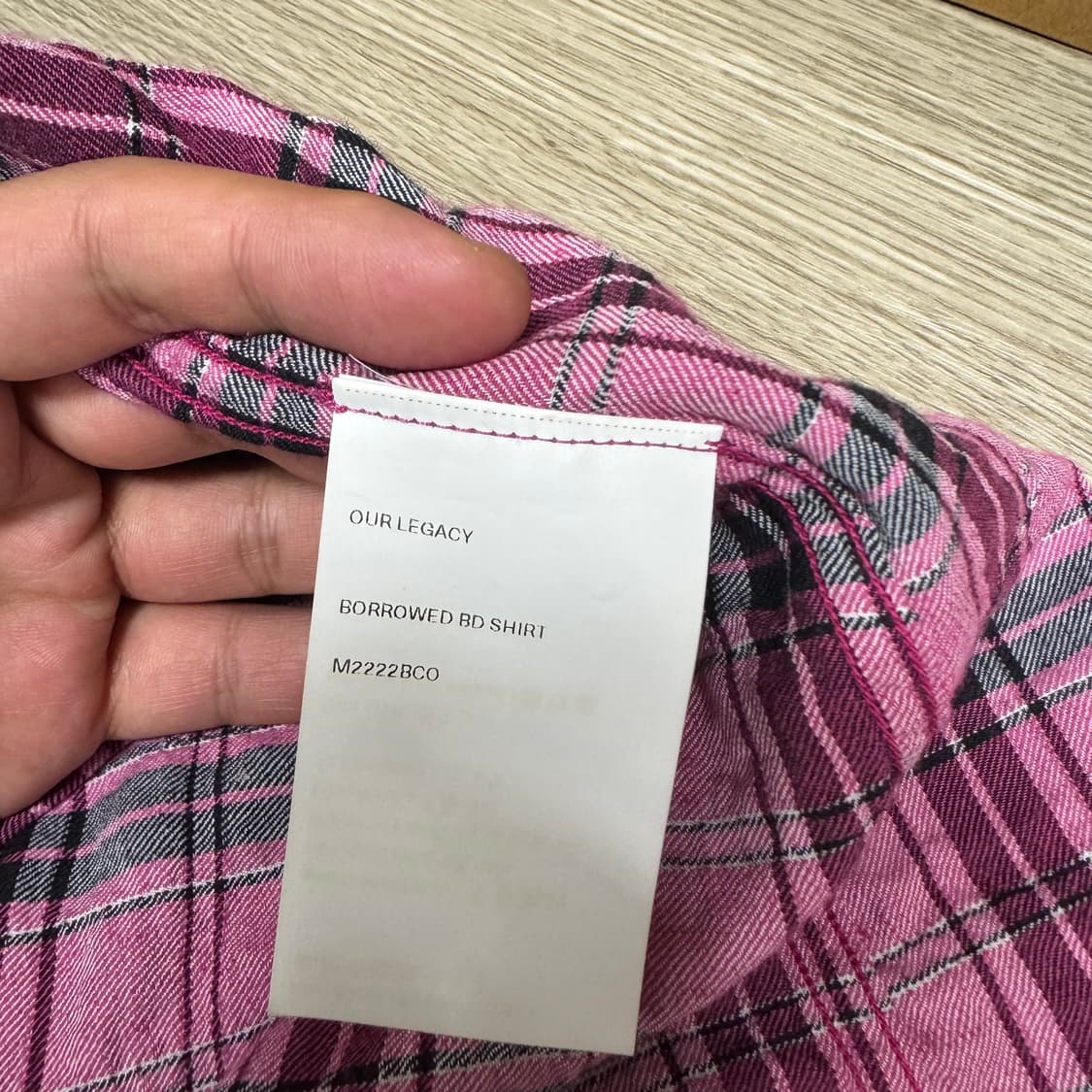 아워레가시 버로우드 셔츠 체크 핑크 48사이즈 상품이미지3