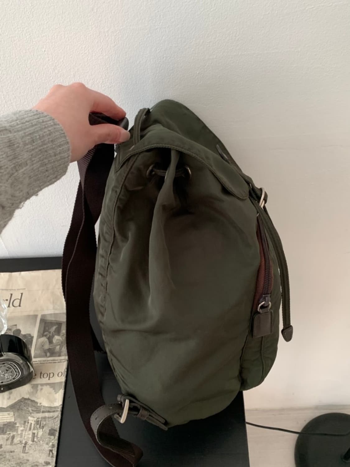 빈티지 프라다 포코노 백팩 카키 상품이미지4