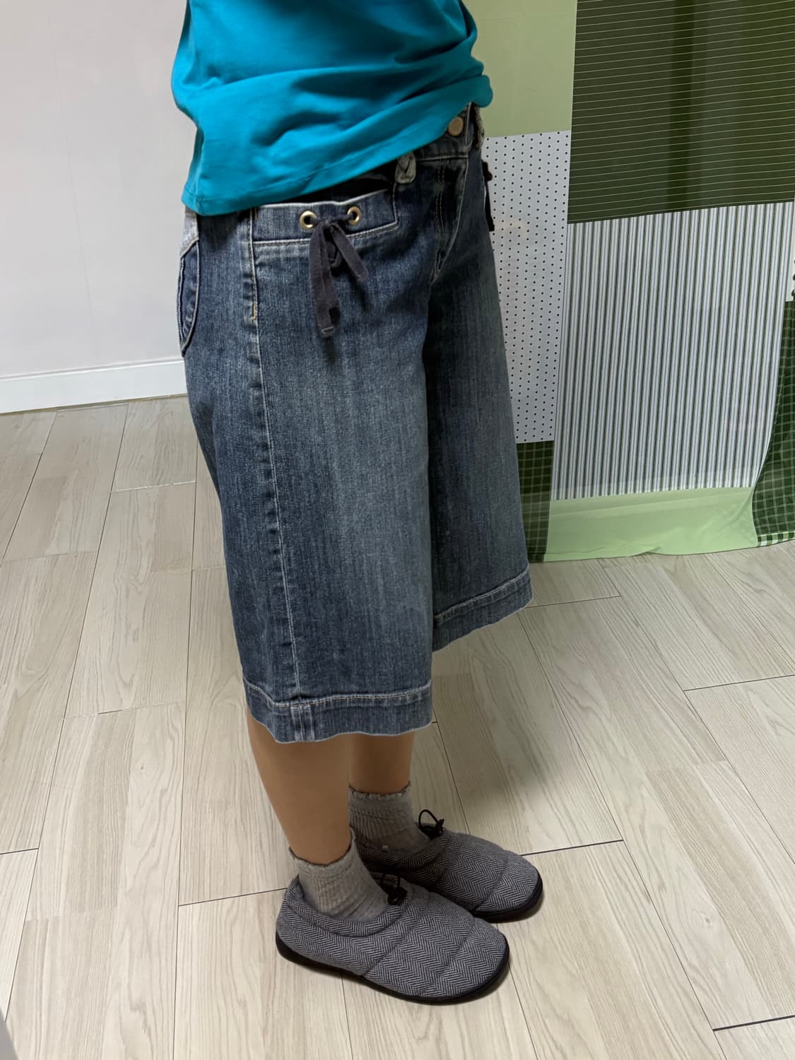 빈티지 워싱 7부 데님 팬츠 상품이미지10