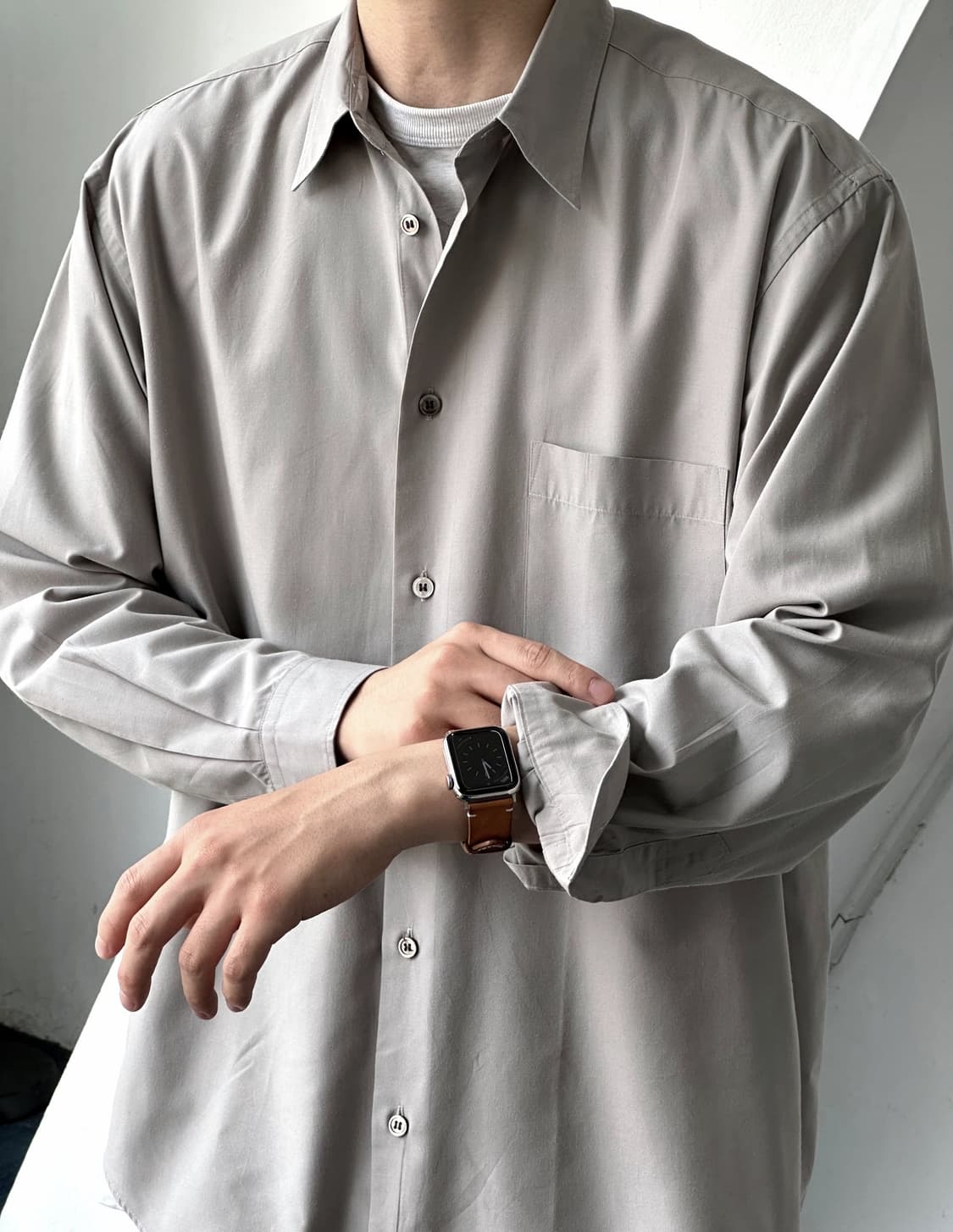 High gauge rayon poly L/S shirt 상품이미지10