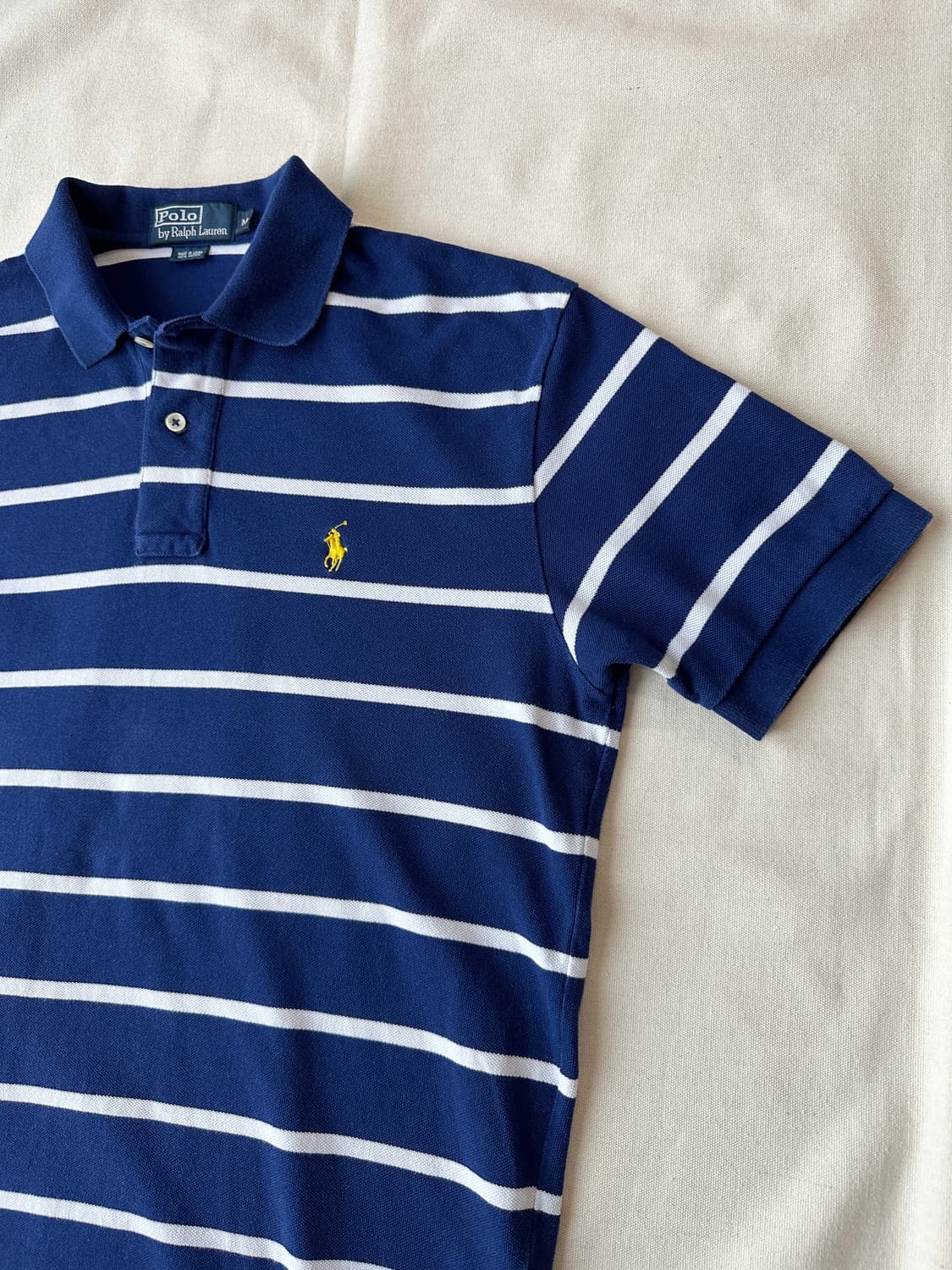 폴로 랄프로렌 스트라이프 피케 반팔 카라티 블루 M 상품이미지6