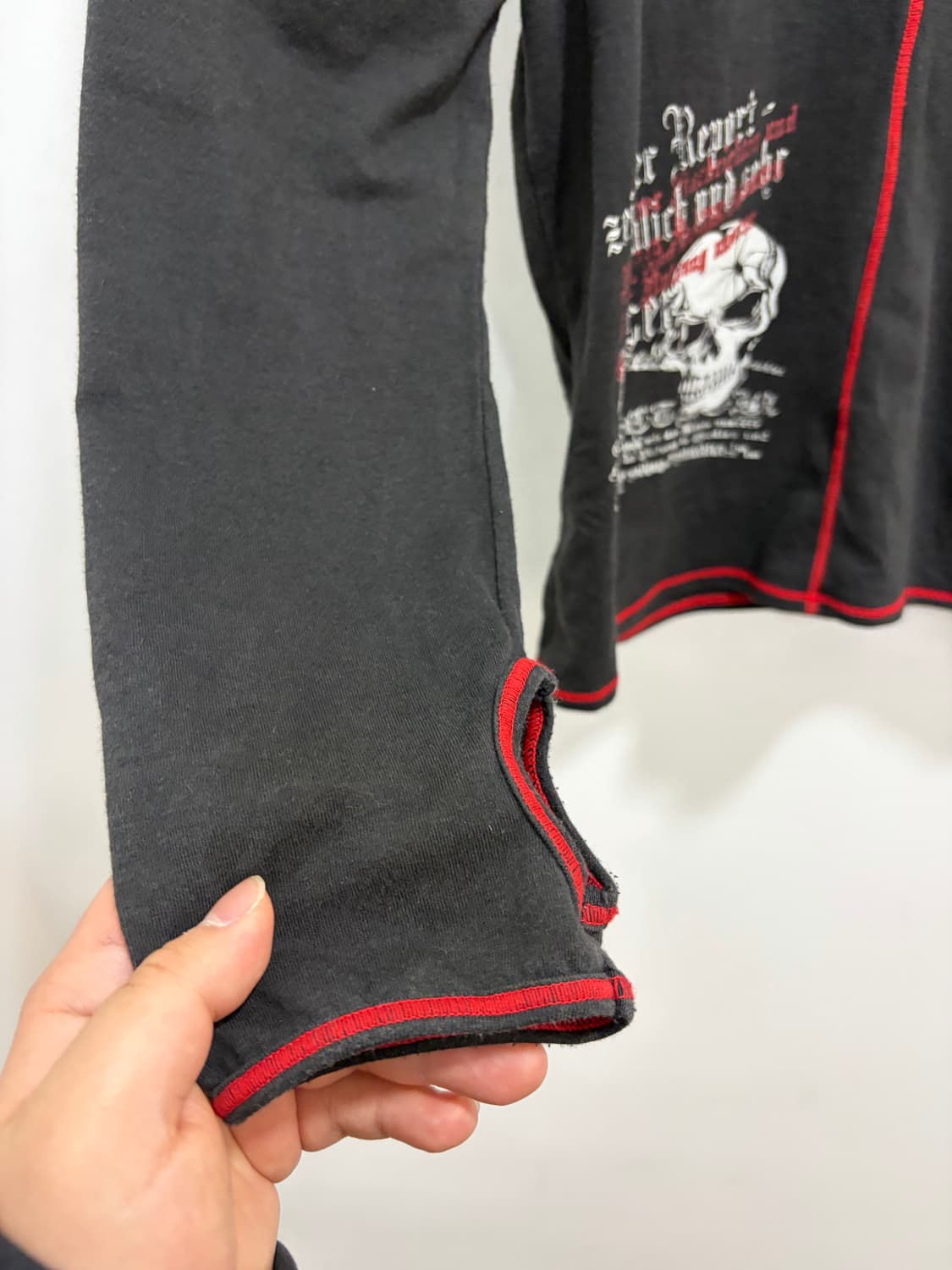 Blood storm 스컬 지퍼 고스룩 긴팔 티셔츠 상품이미지8