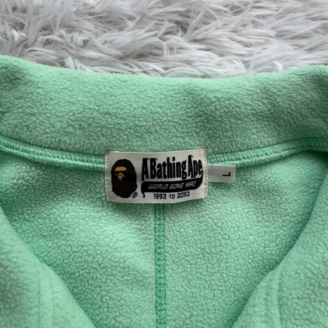 A BATHING APE 일본빈티지 후리스 베이프 반집업 플리스 xl 상품이미지4