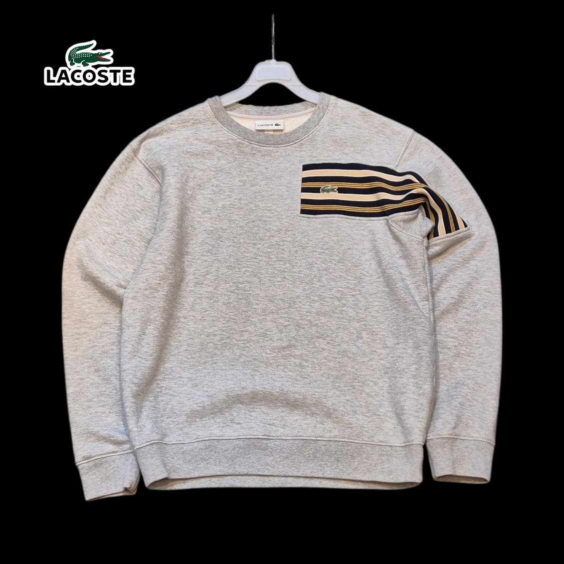 M 라코스테 배색 그레이 맨투맨  상품이미지1