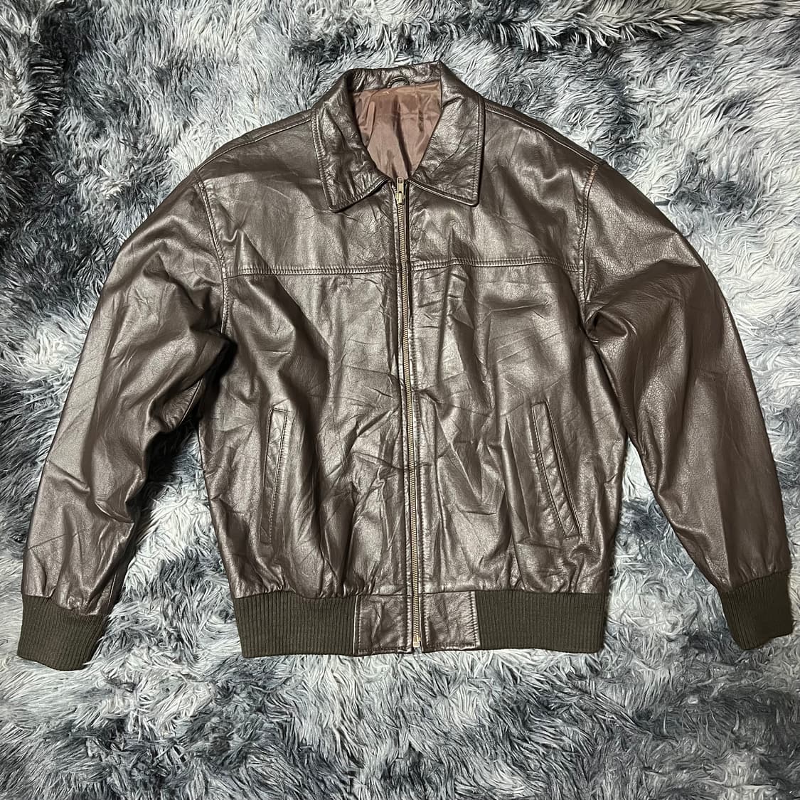 빈티지 브라운 봄버 가죽 자켓 M 상품이미지1