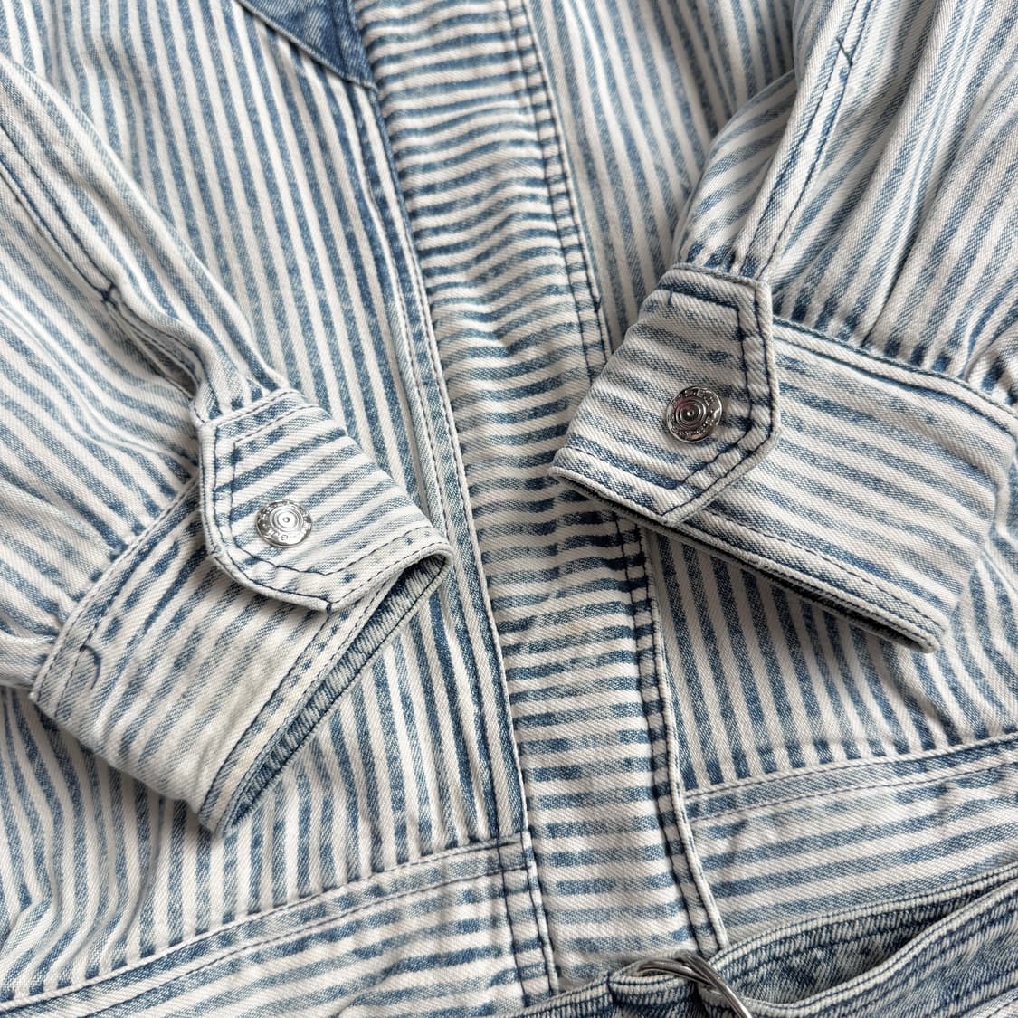 SB ll 90s 빈티지 벨티드 스트라이프 도킹 데님자켓 상품이미지5