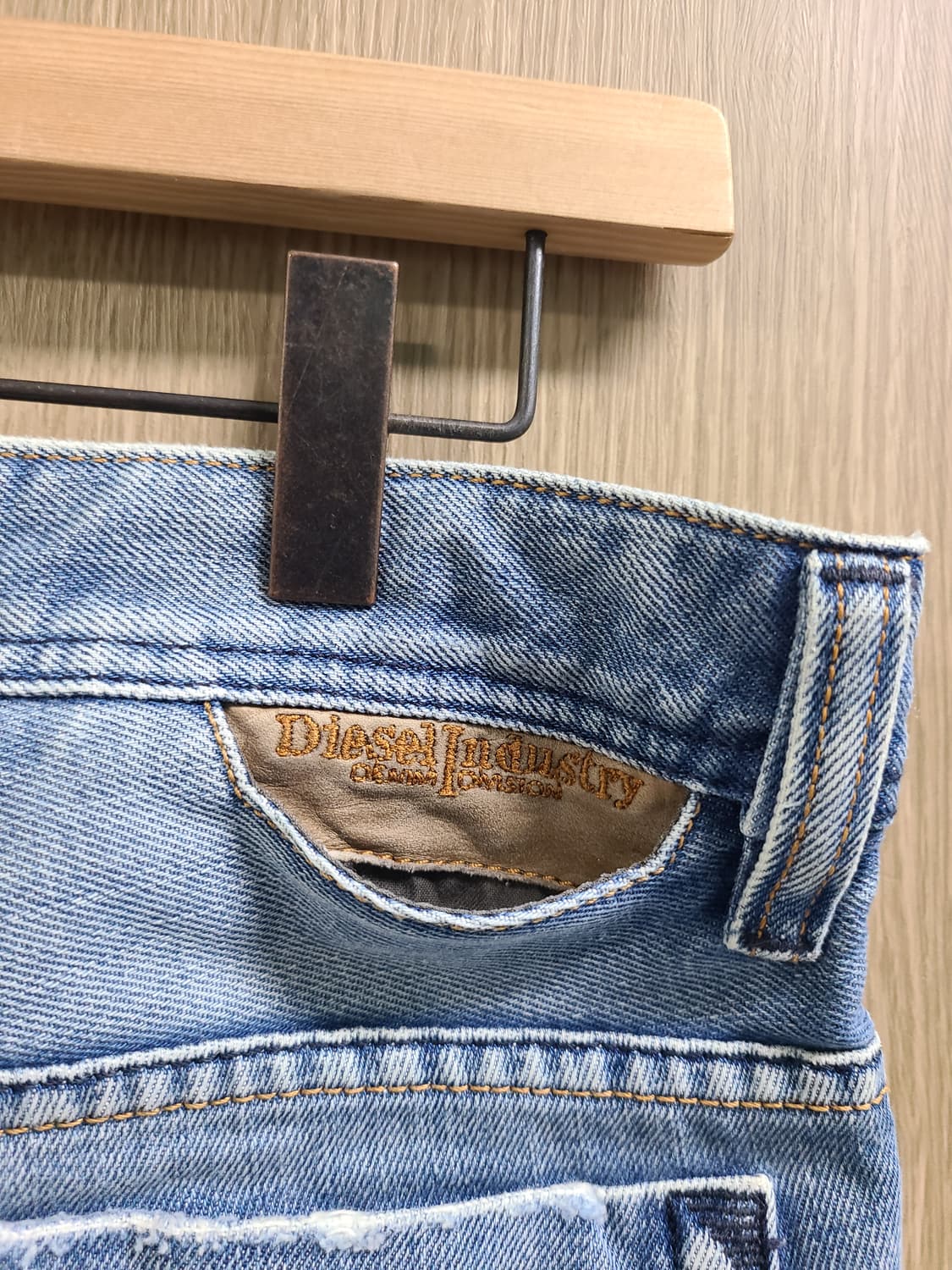 디젤 로우라이즈 블루 데님 데미지 청바지 32 상품이미지7