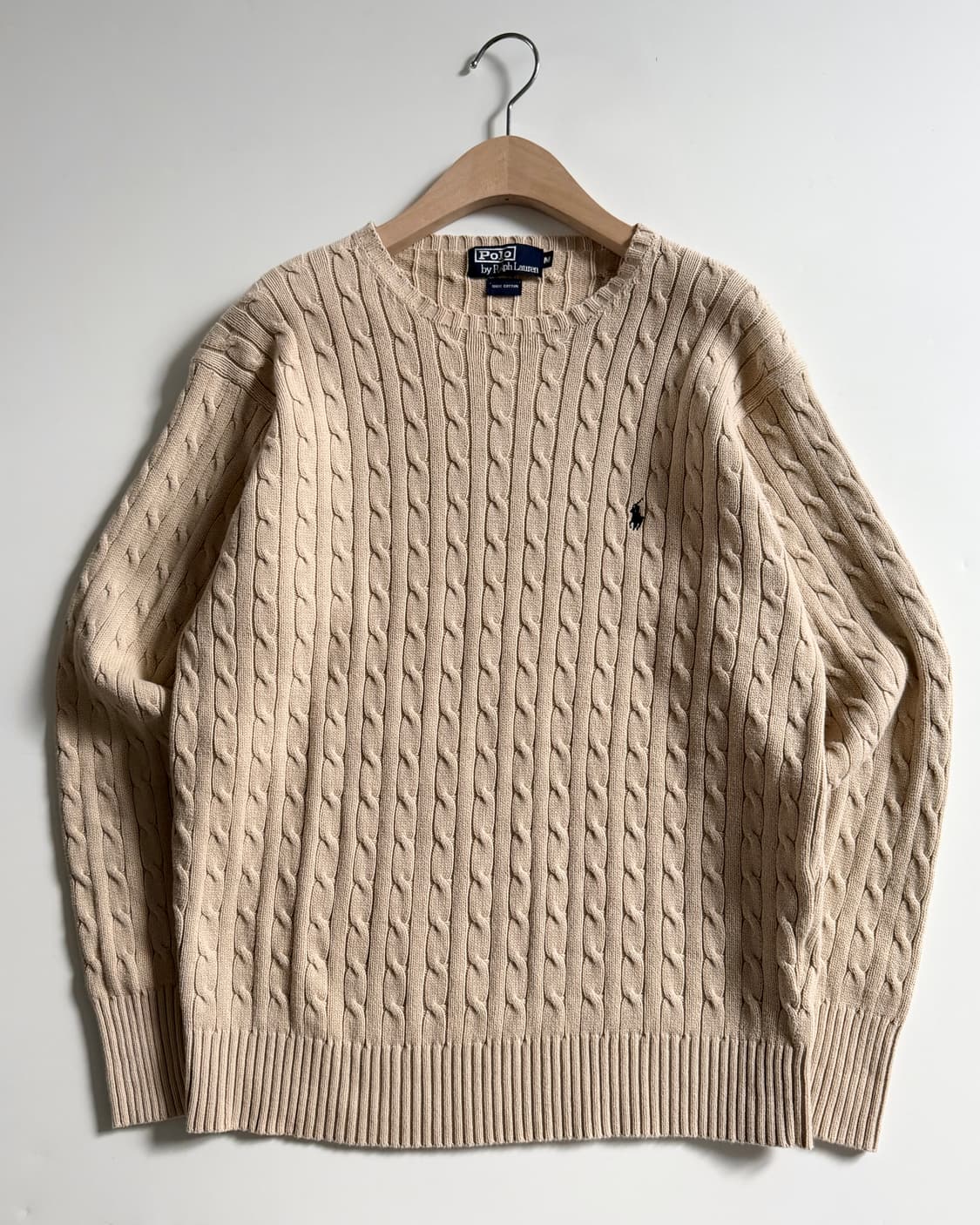 Polo 폴로 랄프로렌 연베이지컬러 코튼 케이블 니트 상품이미지3