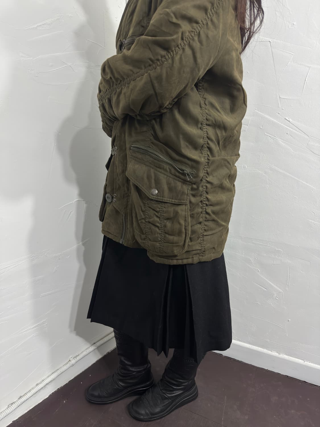 spinalh shirring detail fur hood jacket. 상품이미지6