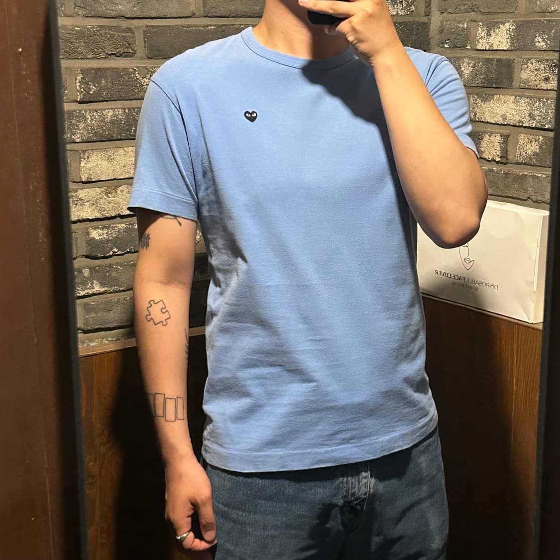 L) 꼼데가르송 플레이 미니 블랙와펜 숏 슬리브 티셔츠 정품 상품이미지8