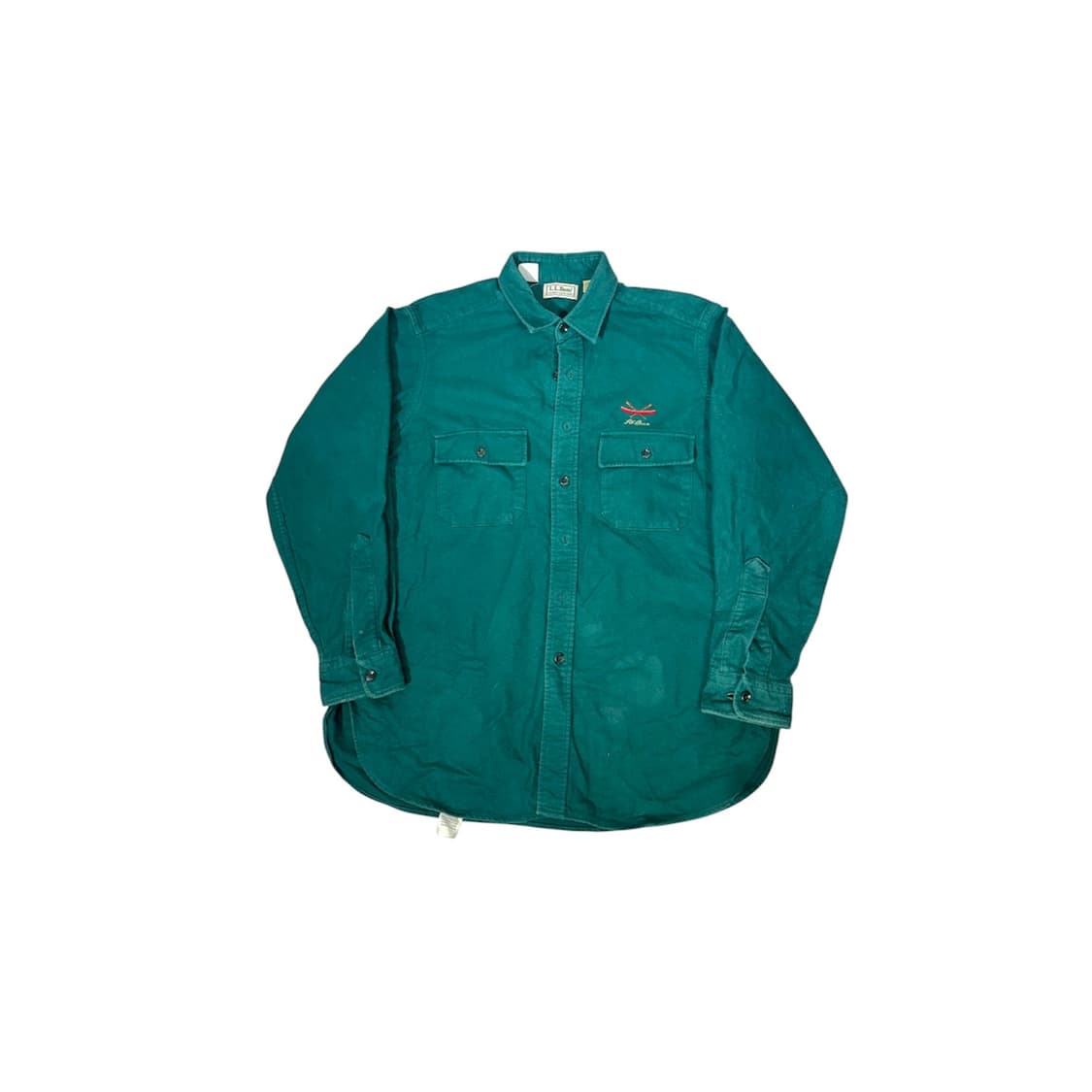 90s ll bean 엘엘빈 자수 그린 오버핏 셔츠  상품이미지5