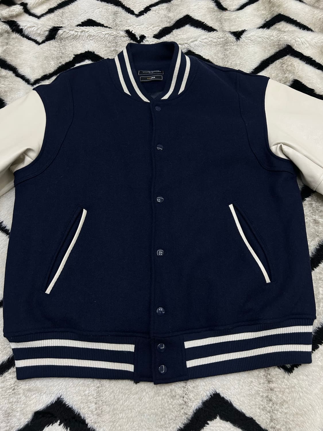 [XL]프리즘웍스 울 레더 바시티/네이비/퀄팅 상품이미지2