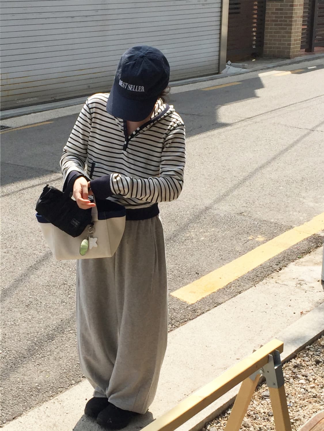 로버티 ROBERTY STRIPE WAFFLE HOOD TEE 상품이미지2