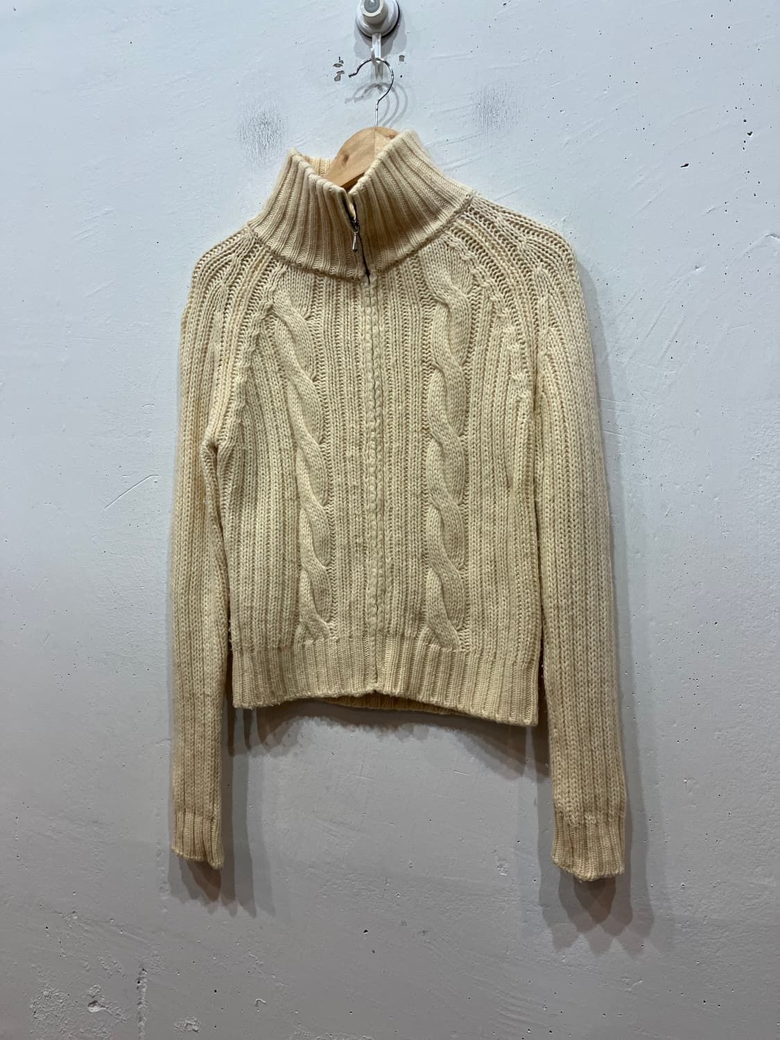 베네통 케이블 울 니트집업 우먼즈 Made in ITALY 상품이미지1