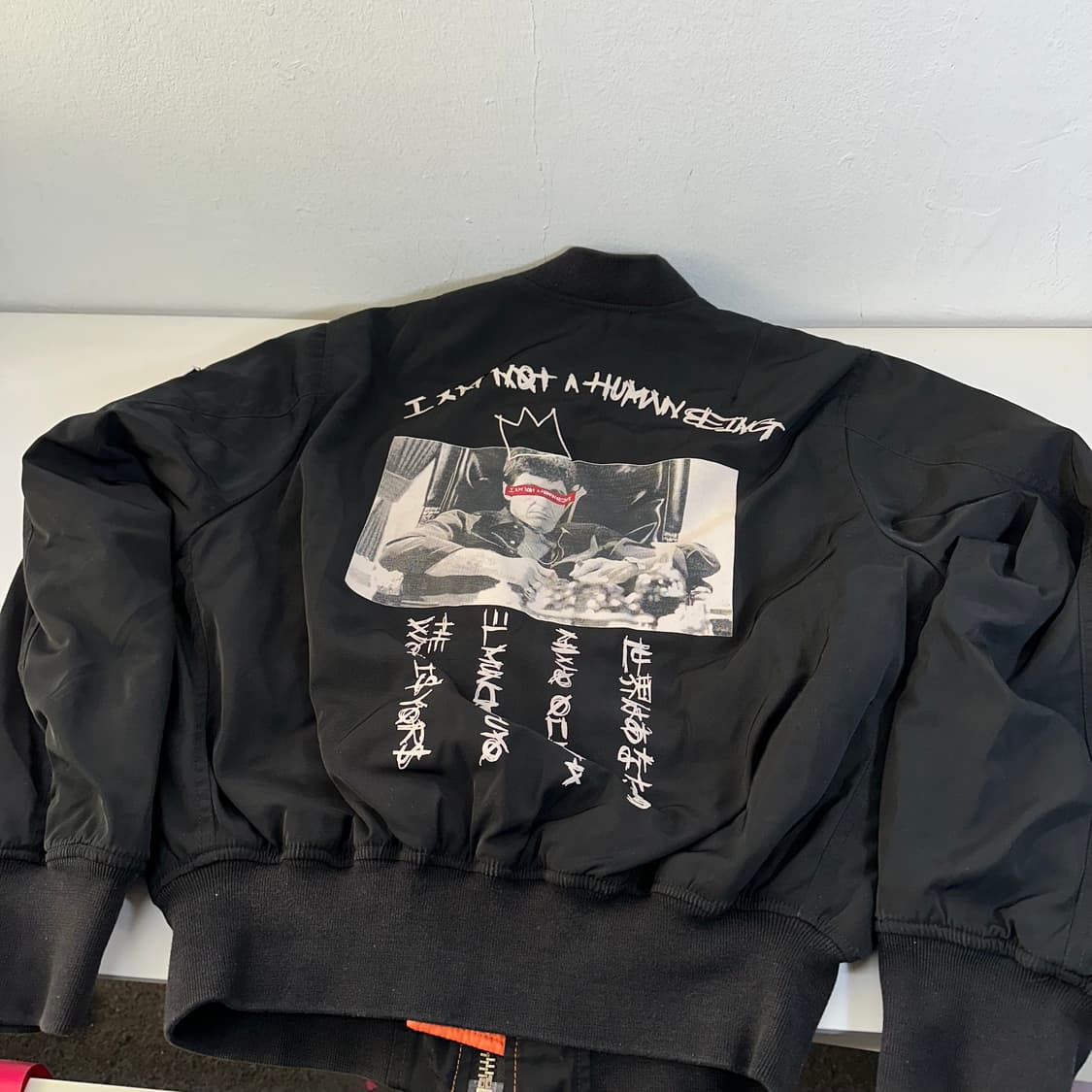 M 아임낫어휴먼비잉 블랙 오버핏 MA1 항공점퍼 상품이미지7