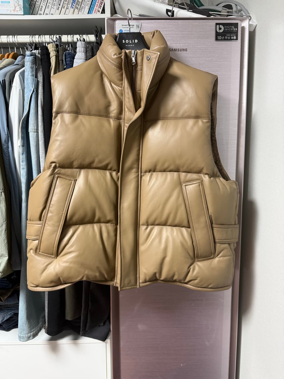 솔리드옴므 리얼래더 가죽패딩조끼 50사이즈 상품이미지1