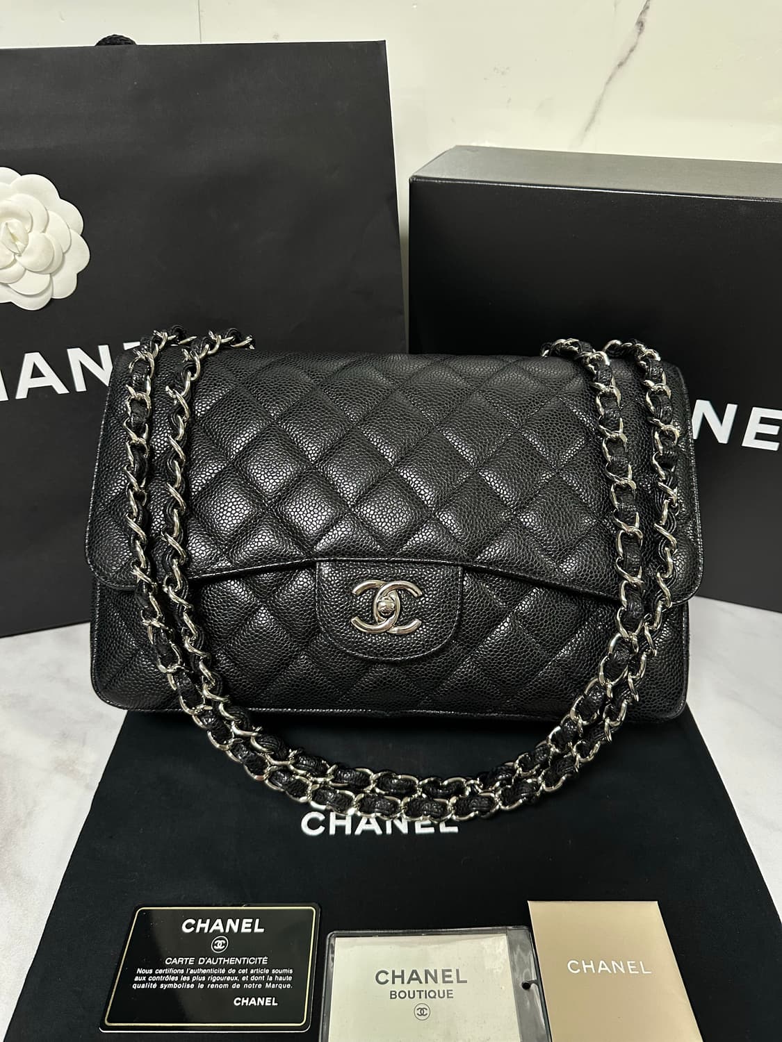 [A+ 정품] 샤넬 클래식 캐비어 라지 블랙 은장 상품이미지2