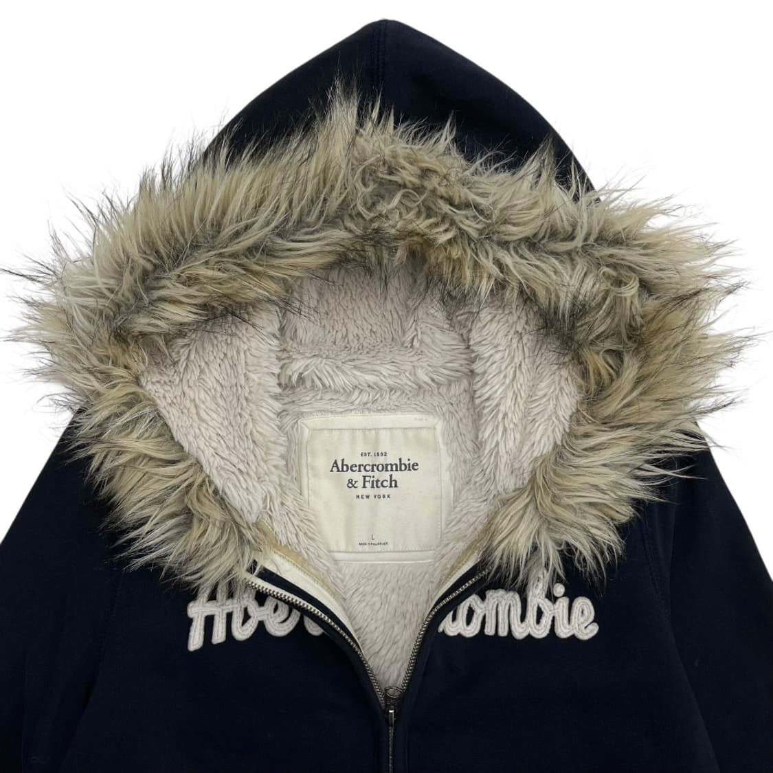 아베크롬비 딱붙핏 센터로고 울프죠 퍼 후드집업 L 상품이미지5
