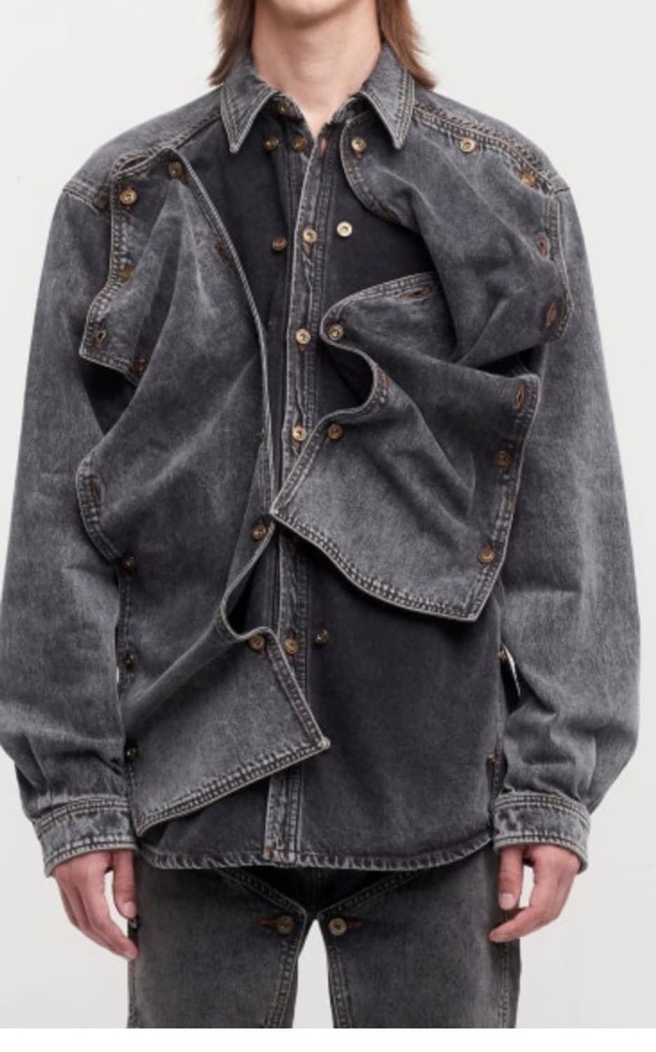 Y/project 스냅 페널 패널 데님 셔츠 청자켓 상품이미지1