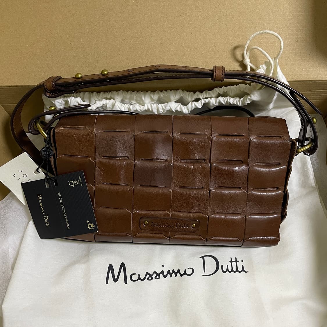 [새상품] 마시모두띠 브라운 소가죽 미니 크로스백 상품이미지1