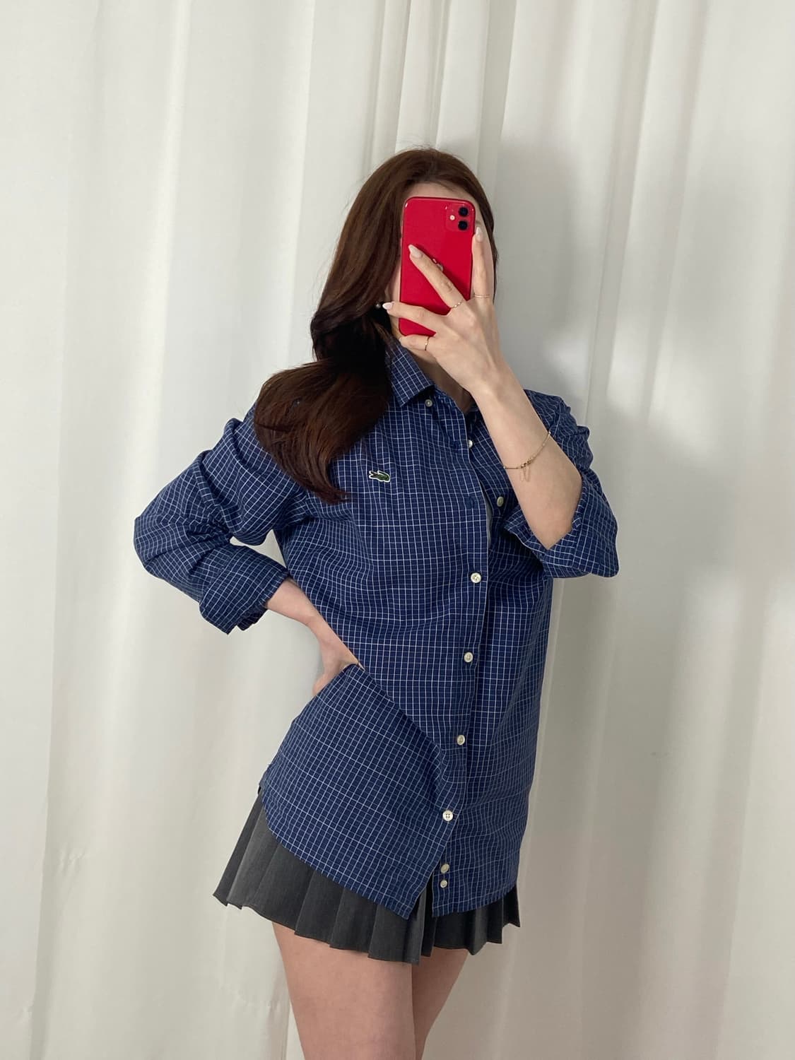 라코스테 체크패턴 와펜 셔츠 상품이미지1