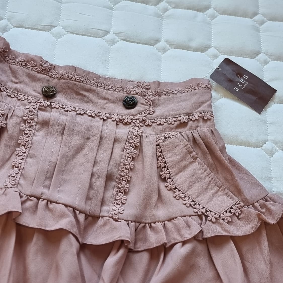 액시즈팜 레이스 프릴 핑크 스커트 상품이미지7