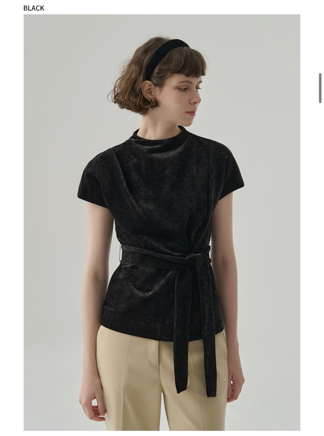 (새상품)(S) 드로우핏 우먼 딜리아 턱 벨벳 탑 [BLACK] 판매 상품이미지2