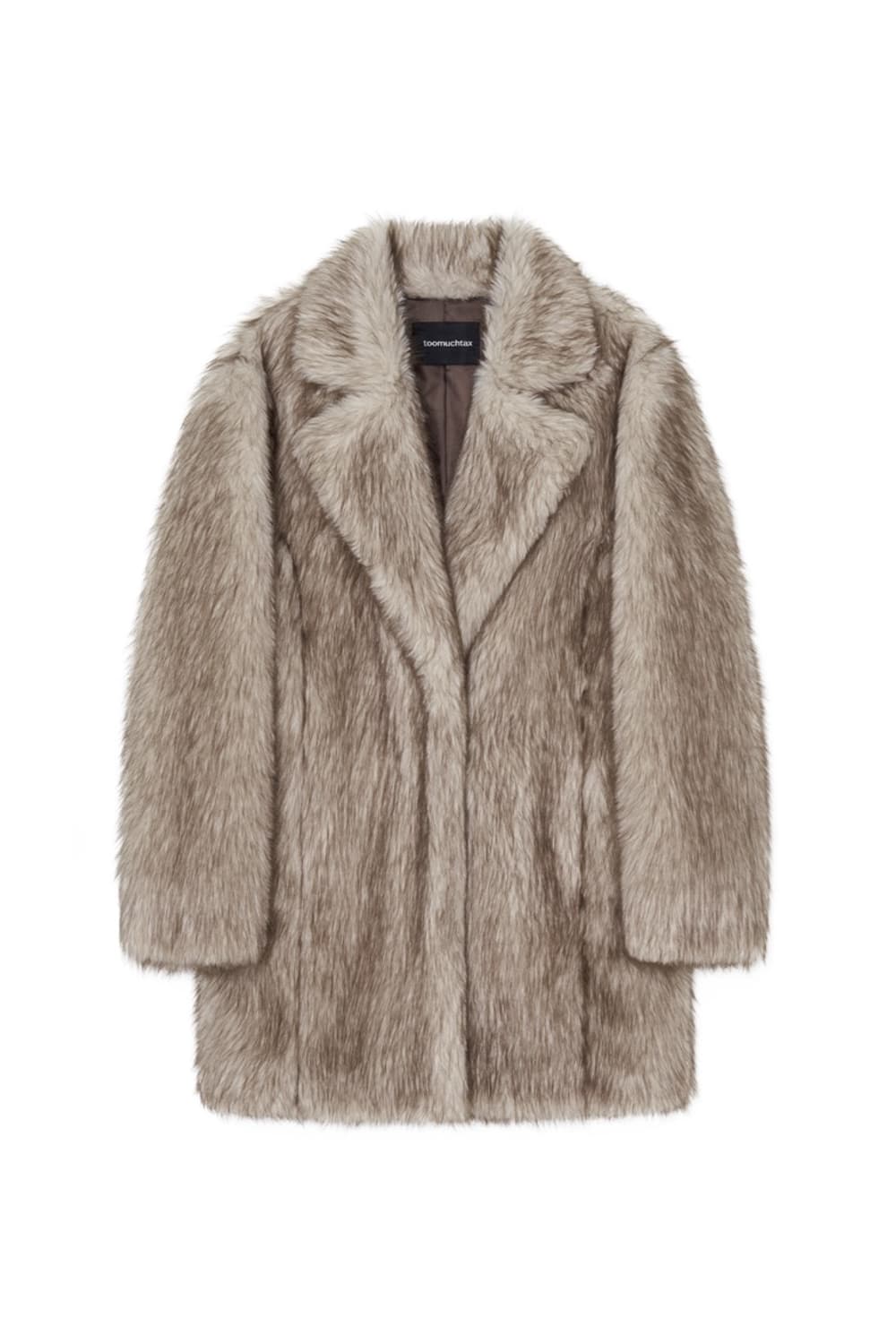 투머치택스 폭스 퍼 하프 코트 베이지 상품이미지5