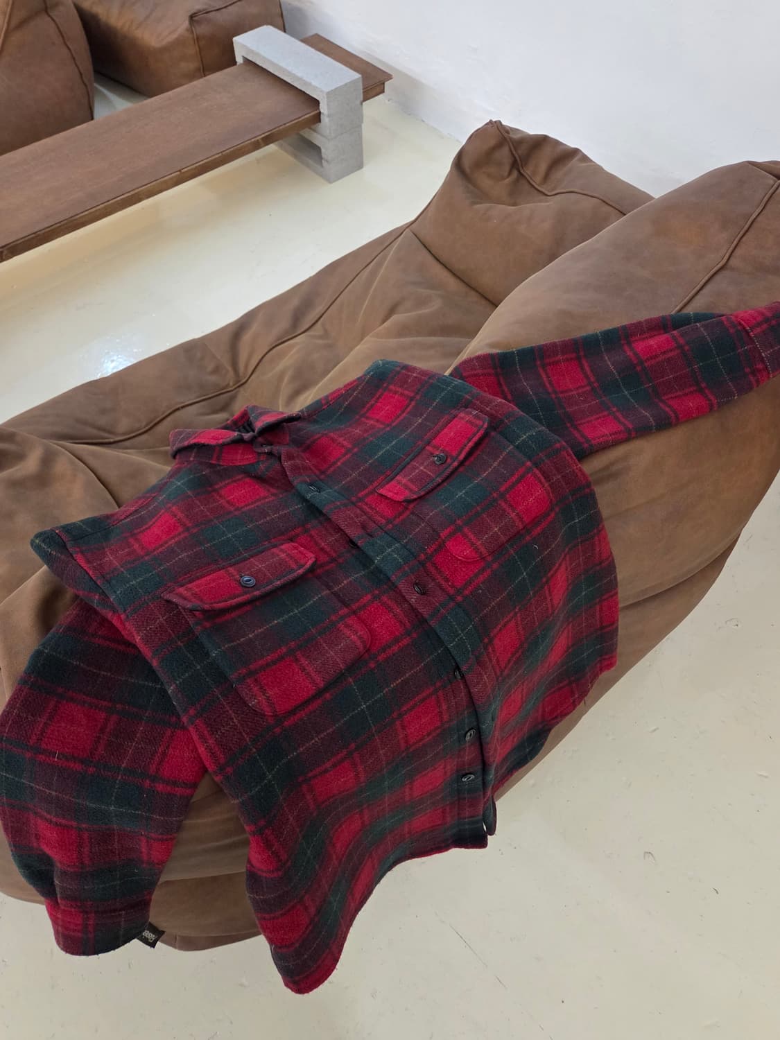 1990s PRL 폴로 랄프로렌 타탄체크 플리스 셔츠 상품이미지8